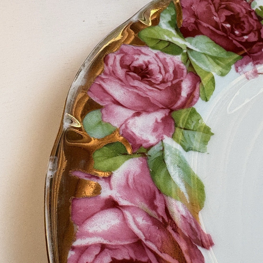 Victoria Austria English Rose And Gold Banded Border 10" Dinner Plates (2) - Picture 8 of 12